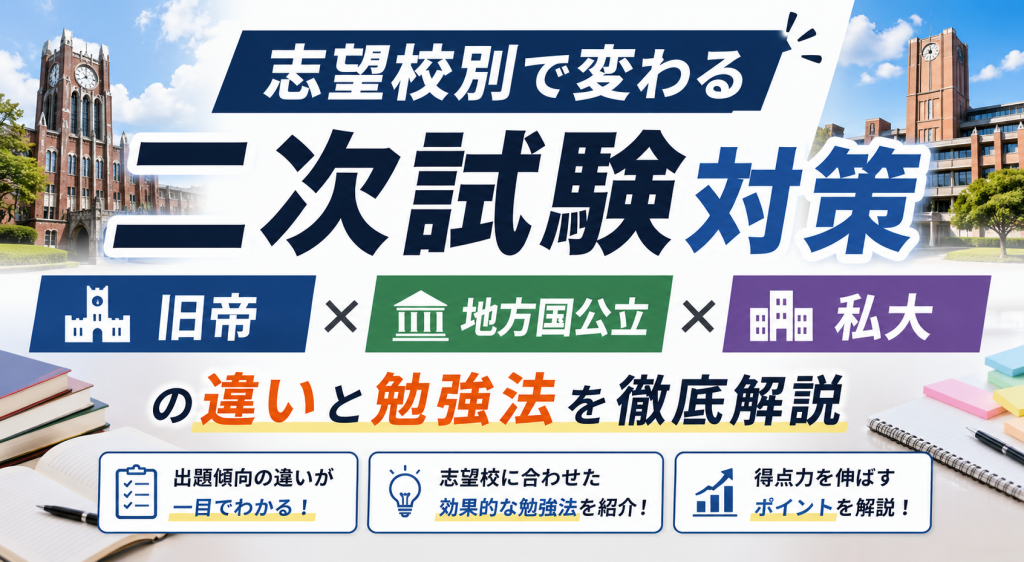 志望校別で変わる二次試験対策｜旧帝・地方国公立・私大の違いと勉強法を徹底解説