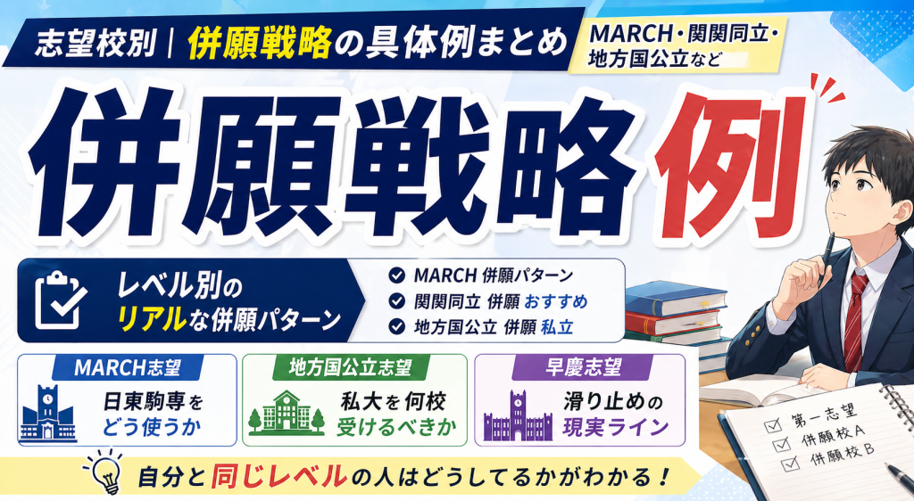 志望校別｜併願戦略の具体例まとめ（MARCH・関関同立・地方国公立など）